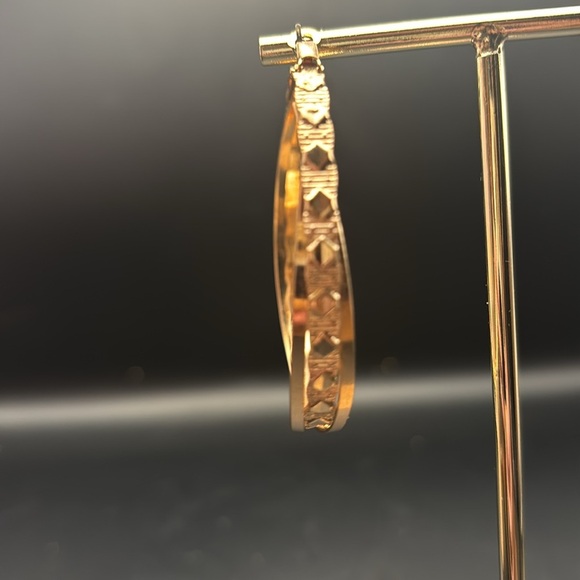 Bebe Textured Gold Hoop Earrings - Picture 5 of 8